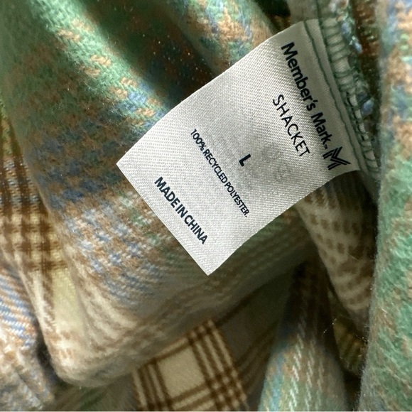 Plaid Kids Jacket in Green and Cream - Picture 3 of 4